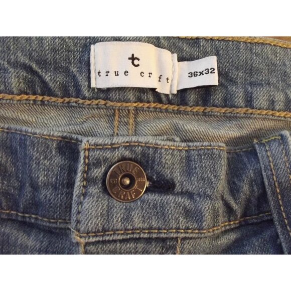 True Craft Jeans Mens 36 x 32 Relaxed Straight Leg Stretch Blue Medium Wash - Picture 4 of 7